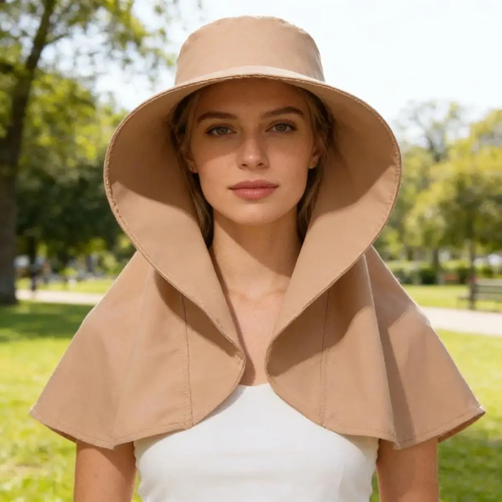Sun Hat High-Density Anti-UV Fabric Oversized Shawl Style Sun Protection Hat Wide Brim Outdoor Commuting Wear