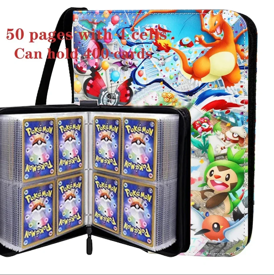 /NUOVO-- 400 pezzi *Poke monedito!! !Album Raccoglitore Tesserino PU Cerniera Album fotografico Porta carte Collezione di giocattoli Cartella Lettere Carte Hobby