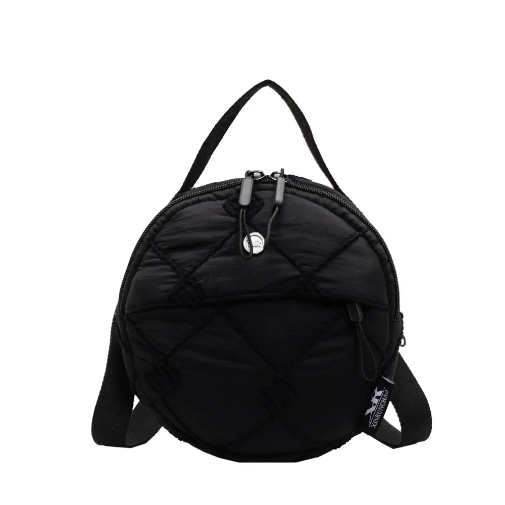 

Хлопковая сумка через плечо с вышивкой в корейском стиле, нейлоновая сумка на плечо Argyle, большая вместительная универсальная маленькая круглая женская сумка