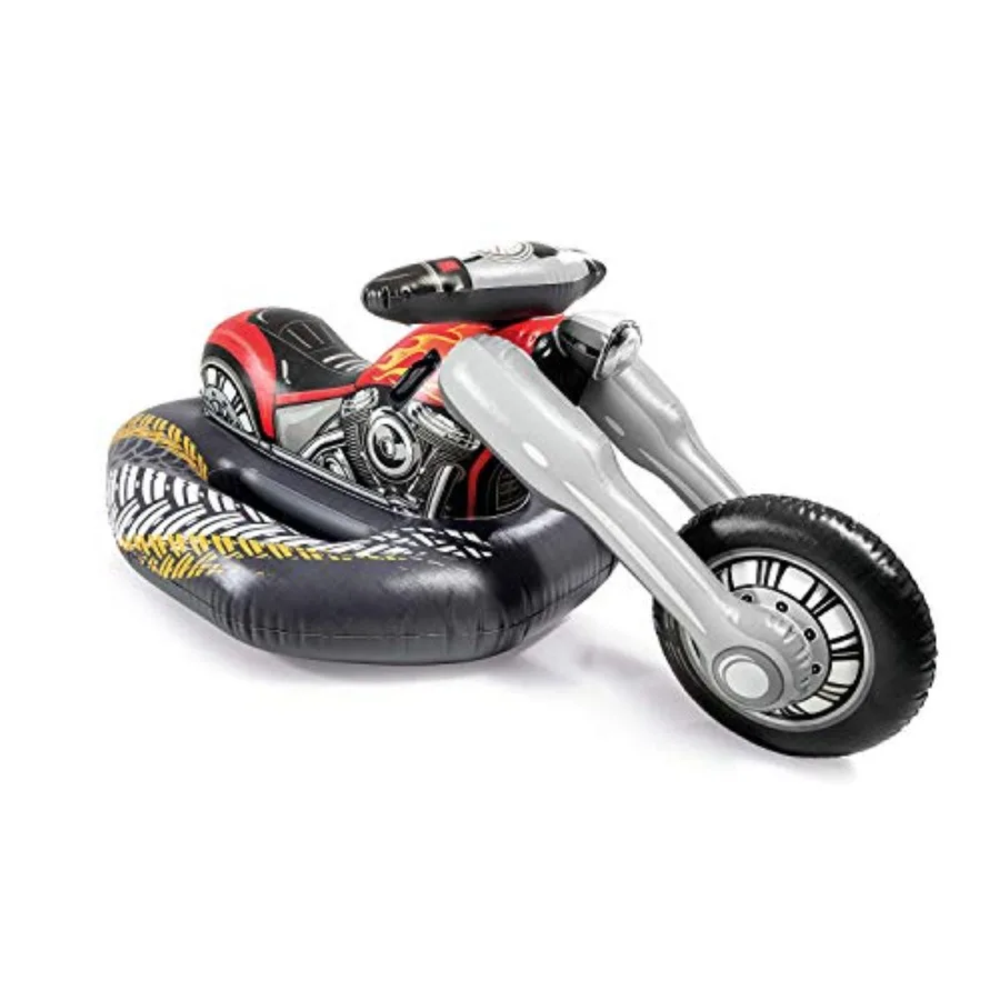 Cruiser Motorcycle Ride-On Pool Toy for Ages 3+, Plastic, Blue and Red, Durable UV-Resistant Design
