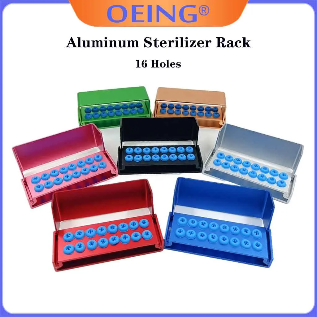 16Holes Dental Burs Holder Speed Burs Autoclavable Block Case Sterilization Silicone Cover For High/low Dentistry Tool Bur Box