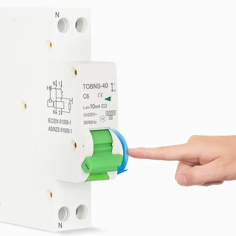 1 disyuntor 6A 16A 20A 32A 40A para RCBO 6KA 18mm 10mA para 1P + N disyuntor de fuga con herramientas eléctricas de sobrecorriente