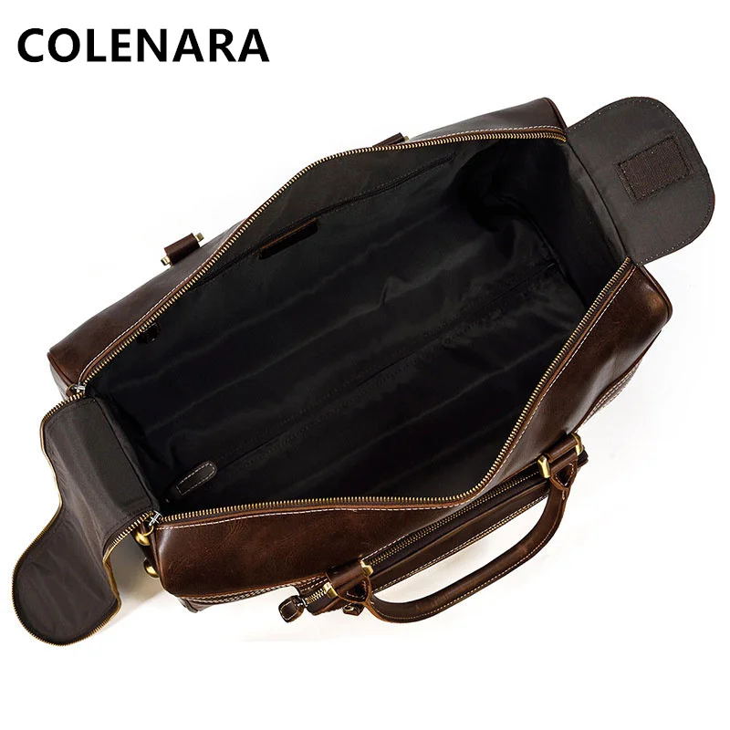 Imagem -05 - Colenara 22 Polegada Bagagem Masculina de Couro Retro Trolley Case de Grande Capacidade de Negócios com Rodas de Rolamento Mala Alta Qualidade