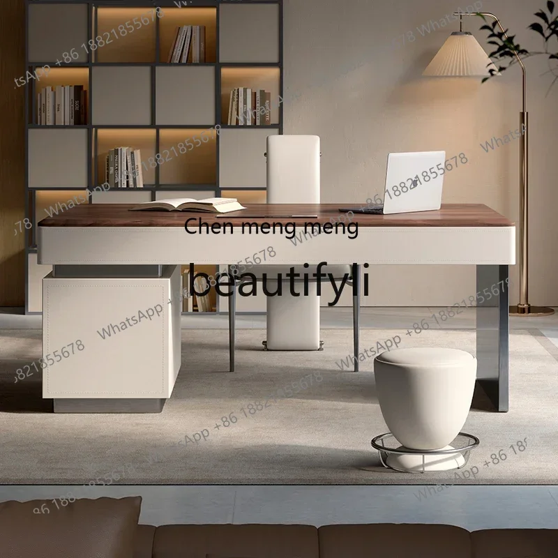 N178 C Walnut desk home study office computer table and chair light luxury modern boss table