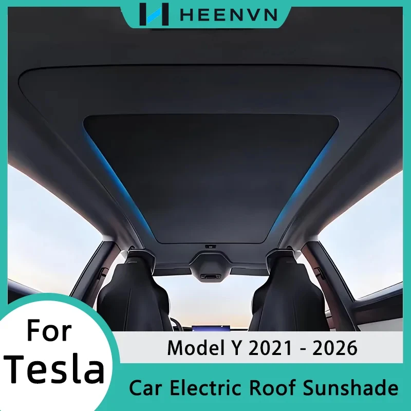 Für Tesla Model Y 2021-2026 Elektrischer Sonnenschutz Sprachgesteuerter Auto-Dachvisier Sonnendach UV-Reflektor Schutz Zubehör