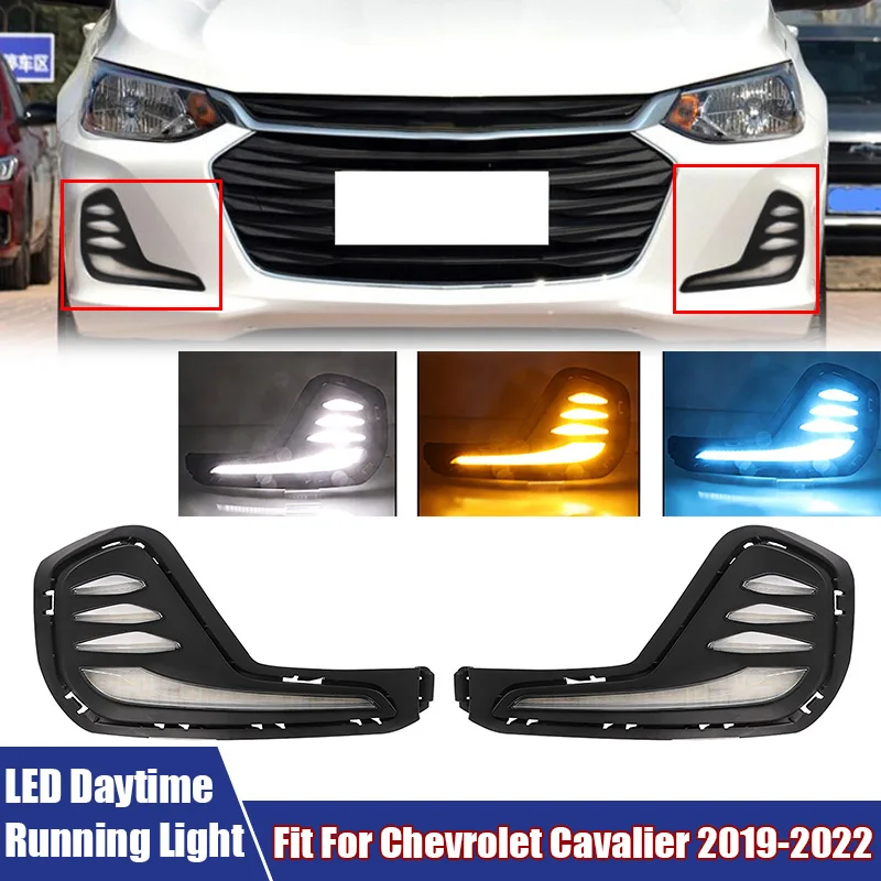 

2 шт./пара автомобильные светодиодные дневные ходовые огни IP67 водонепроницаемые передние левые, правые указатели поворота подходят для Chevrolet Cavalier 2019-2022