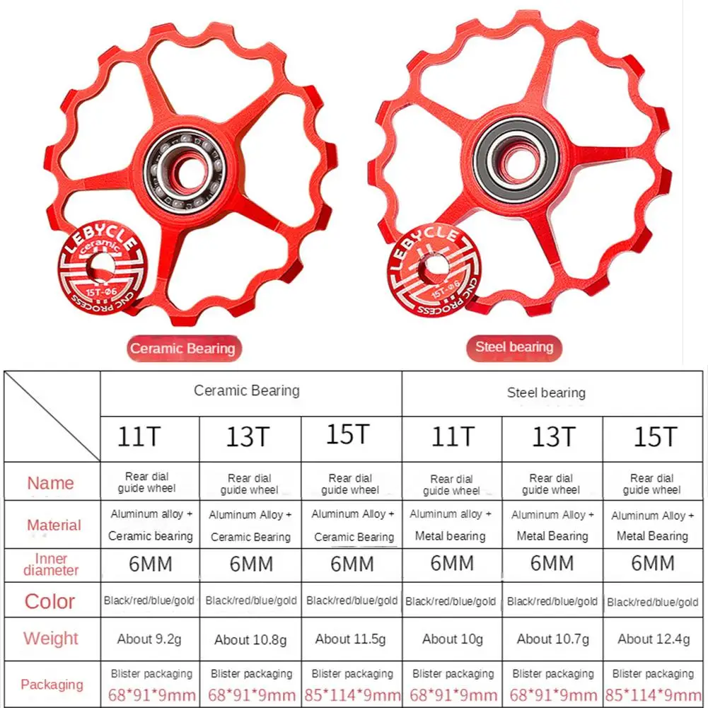 Bicycle Wheel Chain Rear Derailleur Ceramic Sealed Bearings Pulleys Guide Roller 9T 11T 13T 15T MTB Mountain Bike Accessories