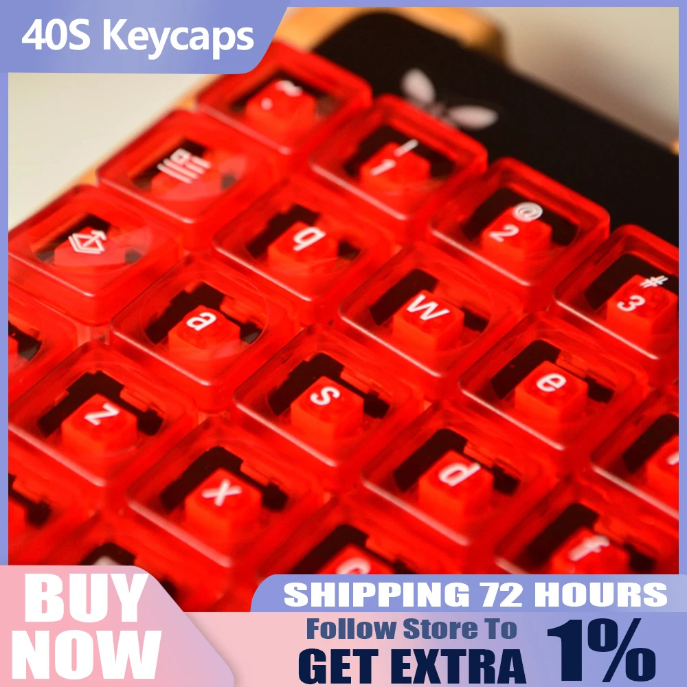 

40S Transparent Keycap Low Axis Character PBT Keycap Compatible with Gateron Cherry Kaihua ChocV2 Low Axis