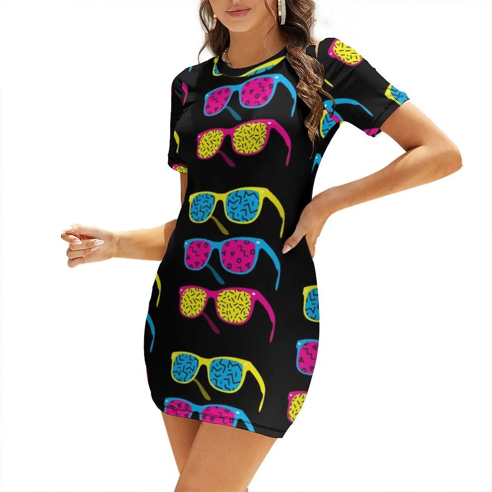 

Retro Hipster 80's 1980s Glasses: Costume & Casual Short Sleeved Dress dresses for special events women long dresses Dress