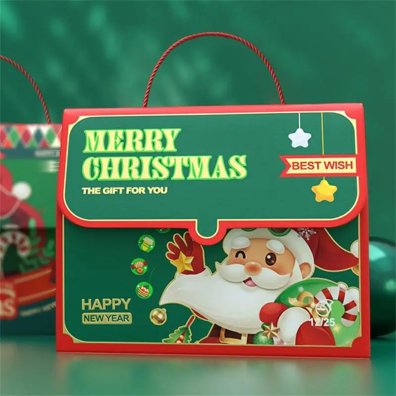 

5pcs Christmas Paper Box With Window Handle Candy Gift Packaging Box Bag For New Year Gifts Home Xmas Decoration