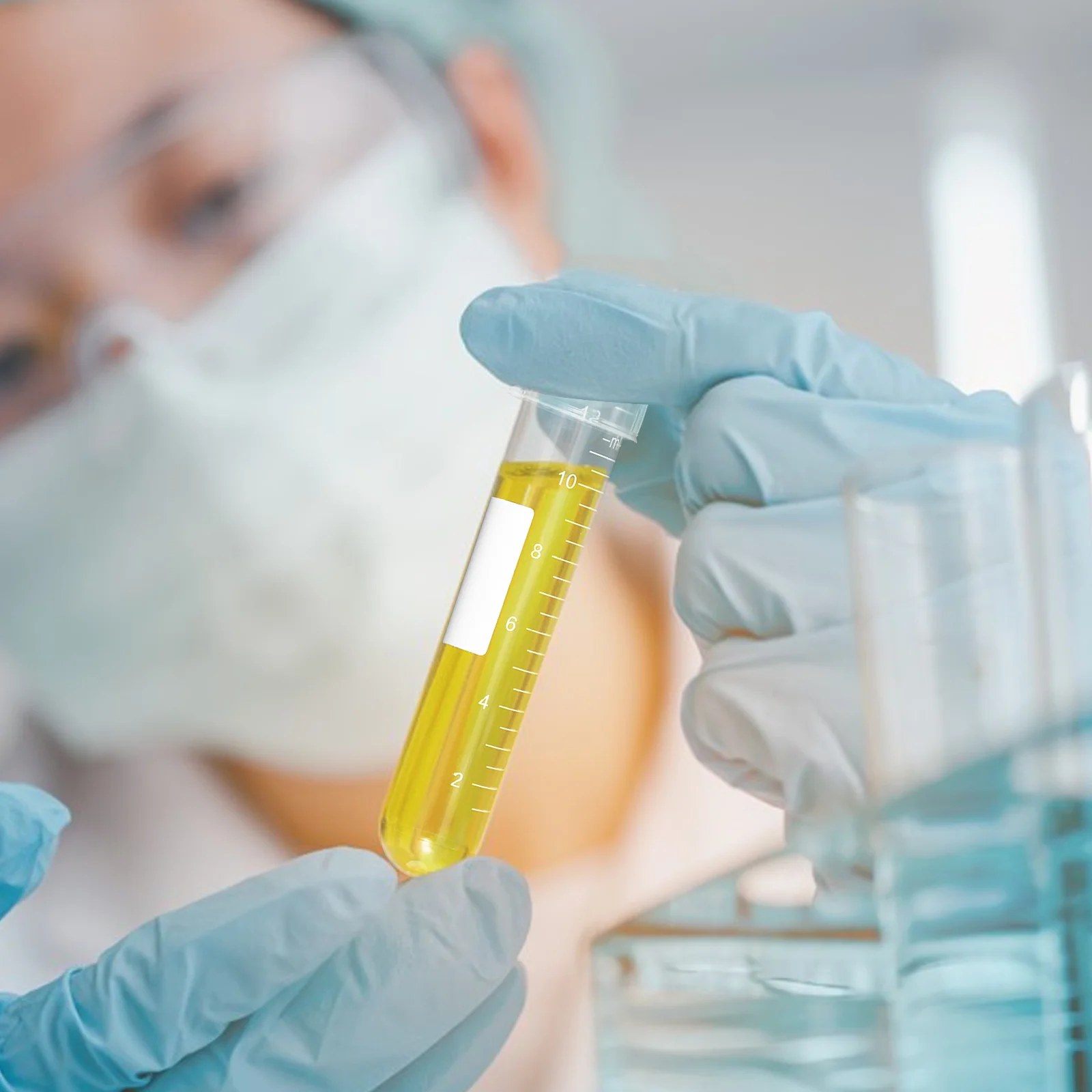 10 قطعة 12 مللي تخرج أنابيب الاختبار مخروطي أسفل البلاستيك قوارير المختبر مقياس الذاتي الدائمة النقل أنبوب مختبر عينة التخزين #6