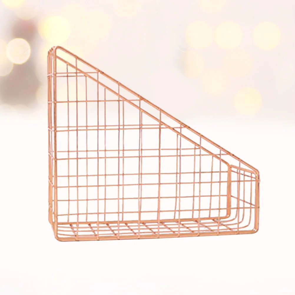 

Storage Basket Desk Organizer Desktop Magazine Holder Office File Sorter Golden Mesh