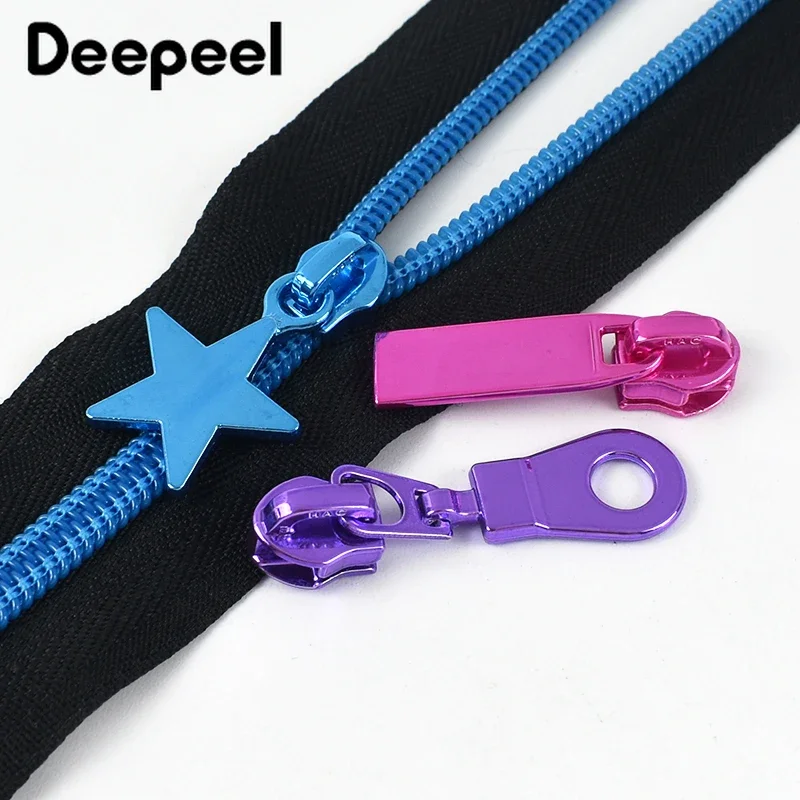 5/10Pcs Deepeel 5# Nylon Zipper Slider Bag Jacket Zip Puller Head Clothing Closures Zippers Repair Kits DIY Sewing Accessories