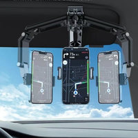 1PC Car Phone Holder Multifunctional 360 Degree Rotating Rearview Mirror Seat Clip Stand 4.0-6.1 Inch Vehicle GPS Accessory