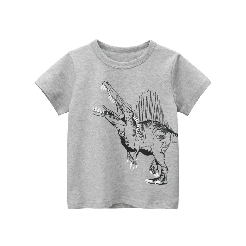 Brand Summer New 2024 Kids Clothes Short Sleeve Cartoon Dinosaur T-Shirt Boys Fashion O-Neck Cotton Top Tees Dropshipping