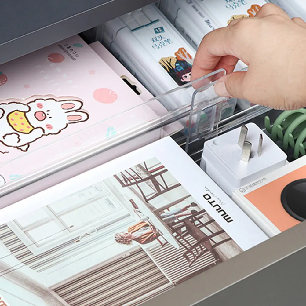 

1pc Adjustable Partition Board Transparent Flexible Drawer Divider For Home Organization Drawer Sorting Tool Storage