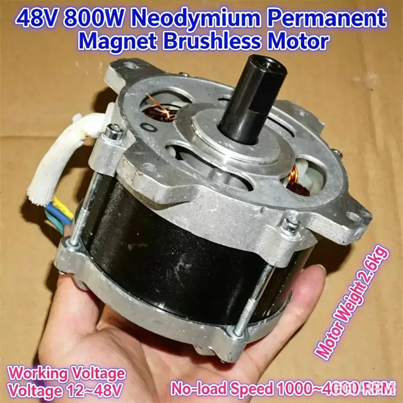 Multispannungs-Neodym-Bürstenloser Motor 24V 36V 48V 48V 800W Hochdrehmoment Hochleistungs-Mechanischer Antriebsmotor