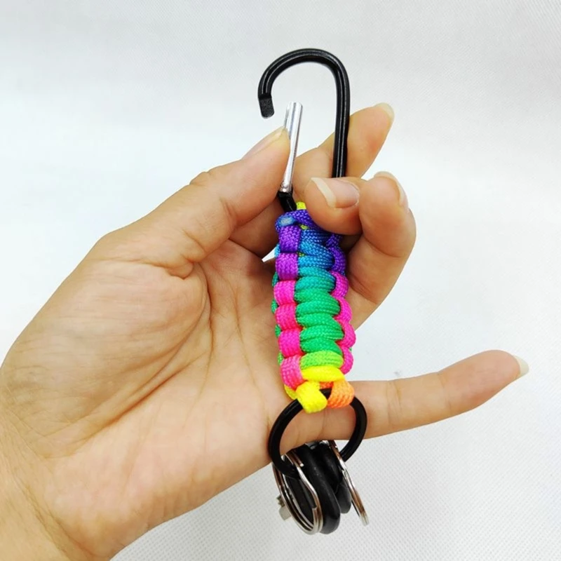 Y1UB 5pcs Versatile Outdoor Carabiner Clip Reliable Keychain Braided Lanyard Hooks Strong & Essential for Outdoor Sport