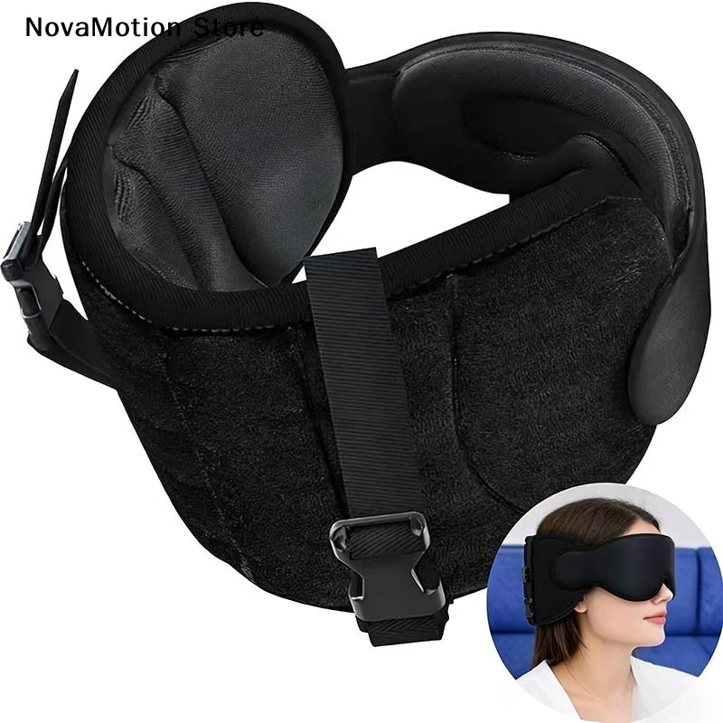 [NM]1 Set Soft Adjustable Travel Accessories Airplane 3D Contoured Travel Pillow Blackout Zero Eye Pressure Sleeping Mask[NM]