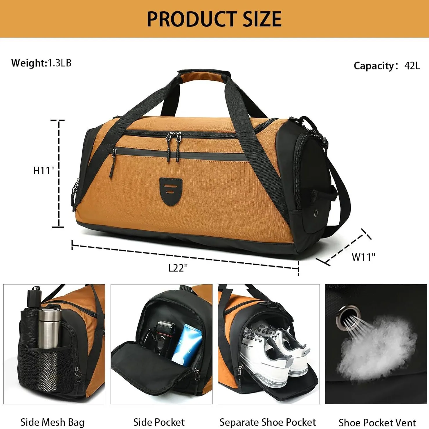 

Ночная сумка Weekender большой вместимости с отделением для обуви и мокрым карманом, дорожная сумка Сумка путешественника