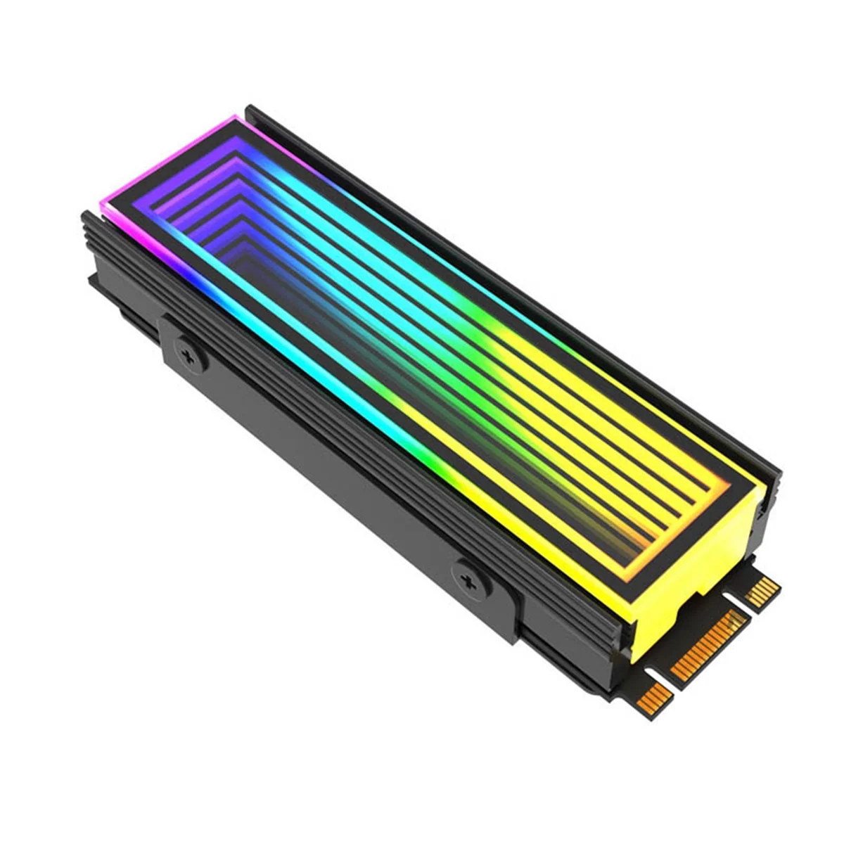 M.2 ARGB Computer Radiator 2280 SSD M2 Radiator PC RGB M.2 Nvme Cooler Heatsink Endless Abyss Effect,Black