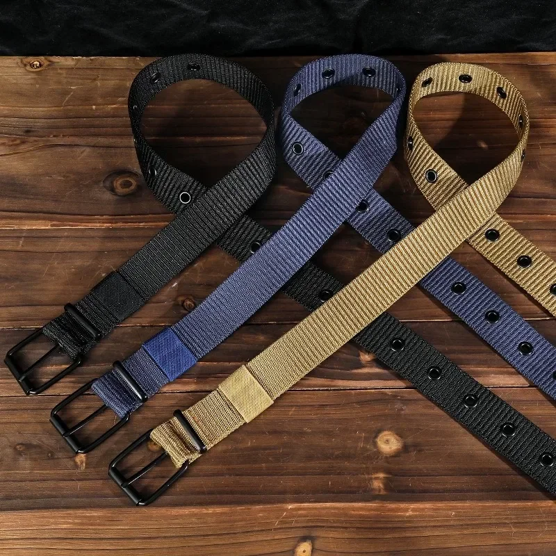 1pc Mens Durable Nylon Canvas Belt - Heavy-Duty Tactical Work Belt with Stylish Quick-Release Prong Buckle for Everyday Wear