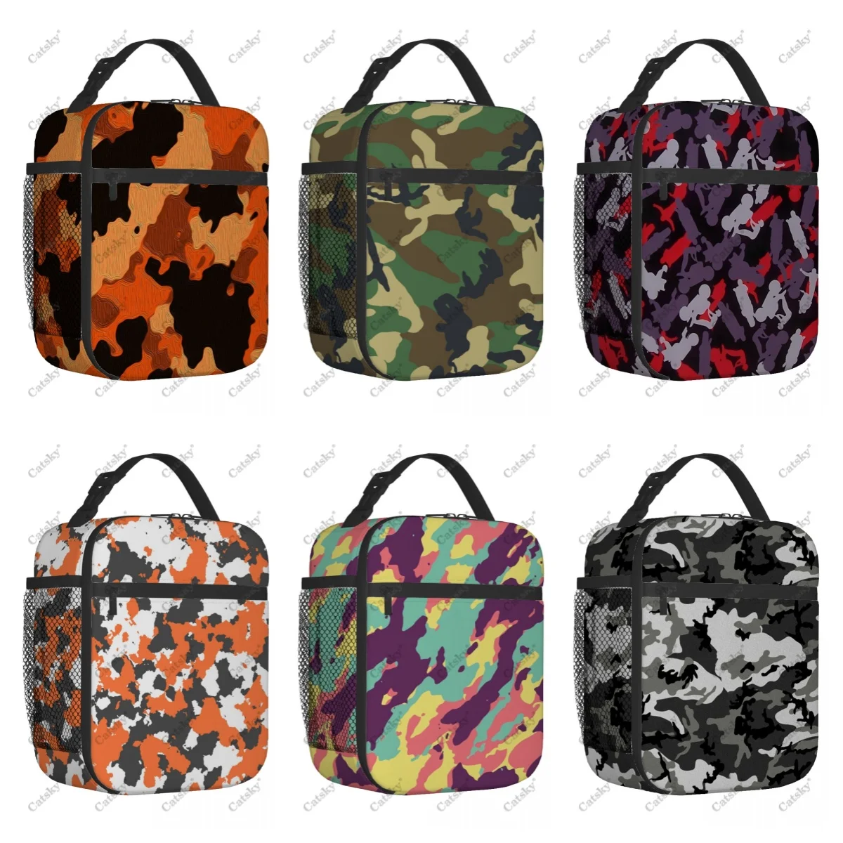 Color paint graphics Portable aluminum foil thickened insulated lunch bag meal bag printed waterproof insulated lunch tote bags