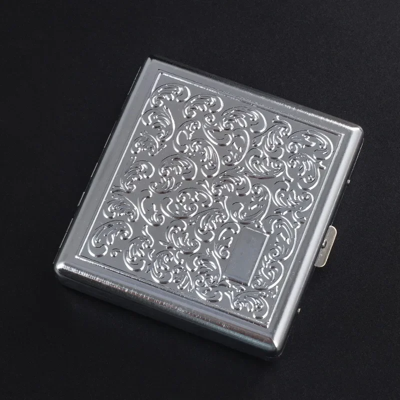 

Stainless Steel Tobacco Cigarette Box Double-open Metal for 20pcs Cigarettes Leather Cigars Cigarette Cases Cigarette Tools