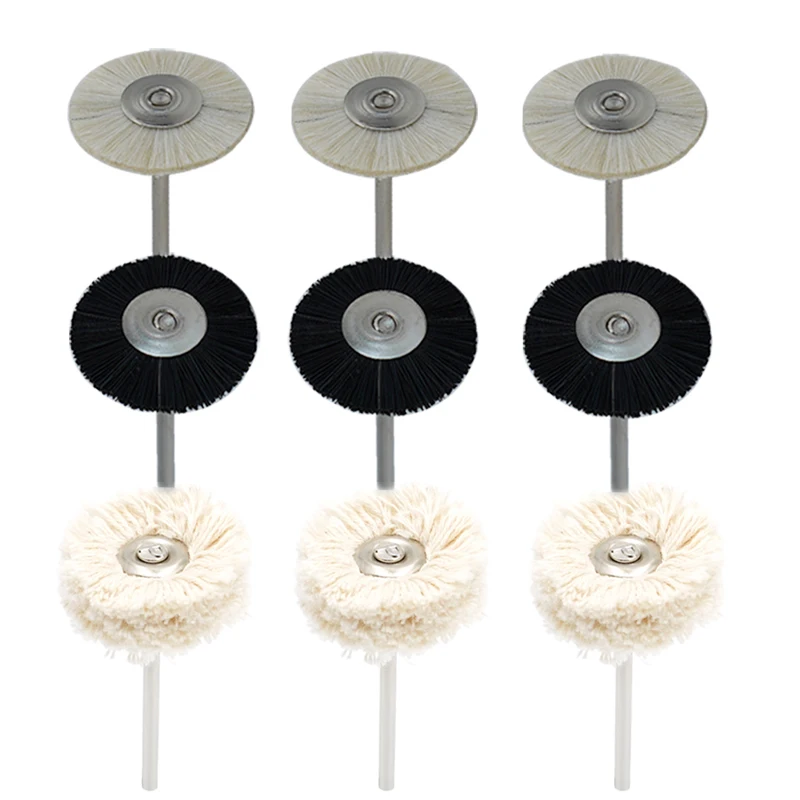 5pcs Dental Polishing Brush Wheel Flat Grinder HP Shank Grinding Buffing Dentistry Material Wool Brush Pig Bristle Brush Head