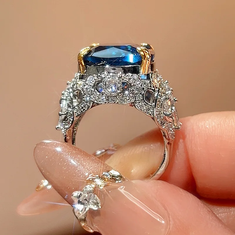 سحق الجليد قطع مختبر الياقوت سيترين الأحجار الكريمة والمجوهرات خاتم الخطوبة