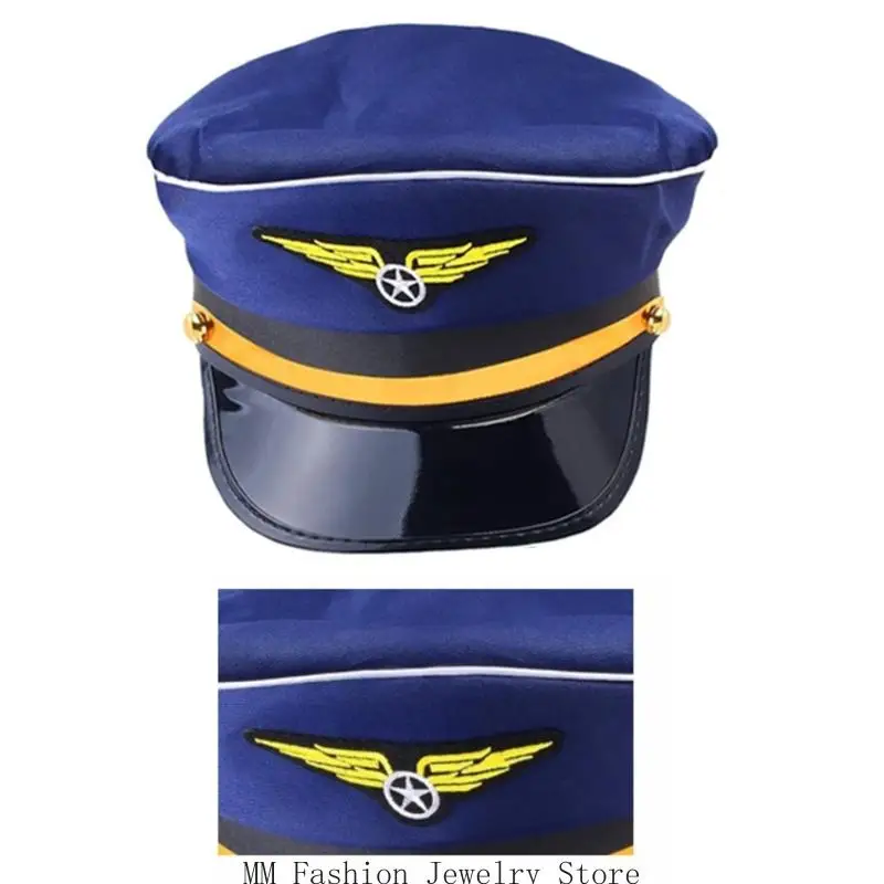 D0UB Kapitein kostuum stewardess Rollenspel Outfit Hoed Uniform Epauletten Stropdas Handschoenen Volwassen Halloween-kostuum