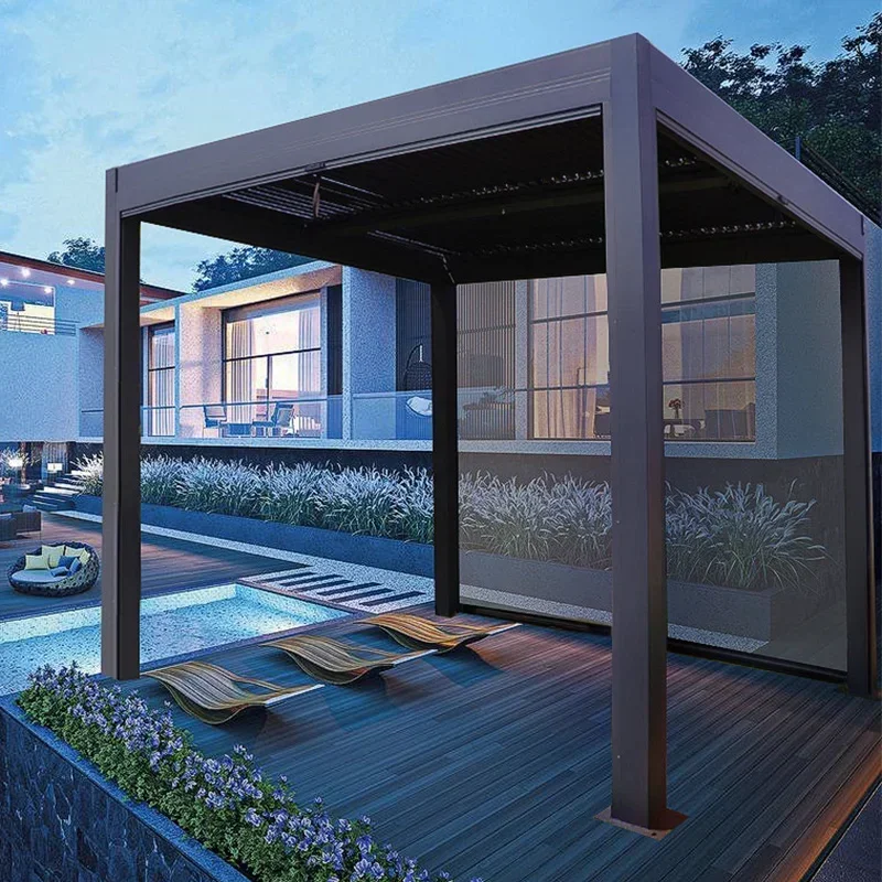 Gazebo Outdoor Courtyard Aluminum Alloy Sliding Awning Outdoor Villa Terrace Leisure Pavilion on Sale