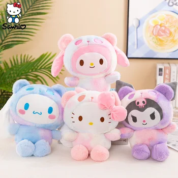 Kawaii sanrio 25cm bonecas de pelúcia kuromi olá kitty melodia cinnamoroll pelúcia macio animais de pelúcia bonecas plushie travesseiro presentes de natal