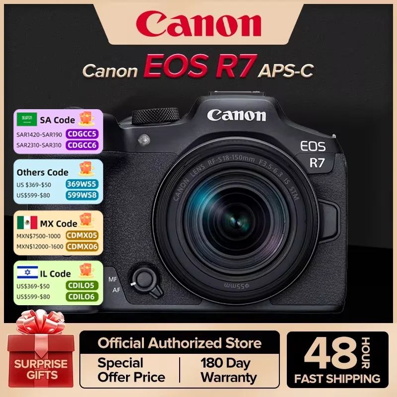 Canon EOS R7 APS-C Flagship Professional Mirrorless Digital Camera High-Speed Continuous Shooting 4K Video