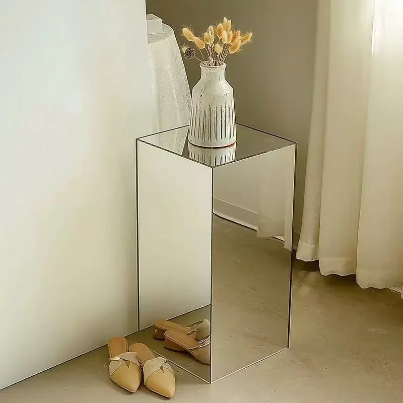 custom.Square Acrylic Multiple Color Mirrored Pedestal Stand Large Retail Display Riser Mirror Display Rack Shoe Store Customiza