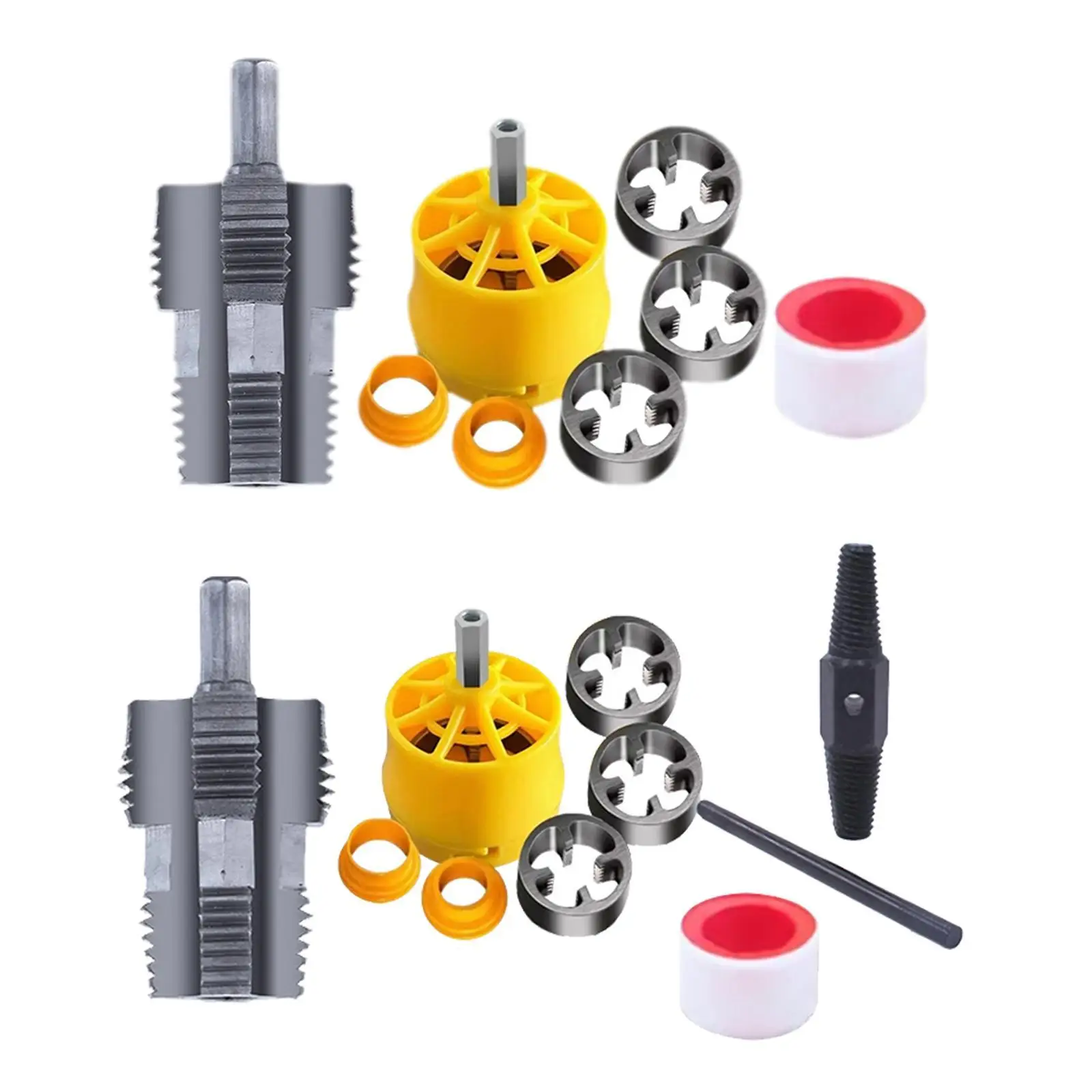 PVC Pipe Threader Kit Threading Device Garage Premium with Inner Thread Opener Buckle Design with 1/2 inch 3/4 inch 1 inch Dies