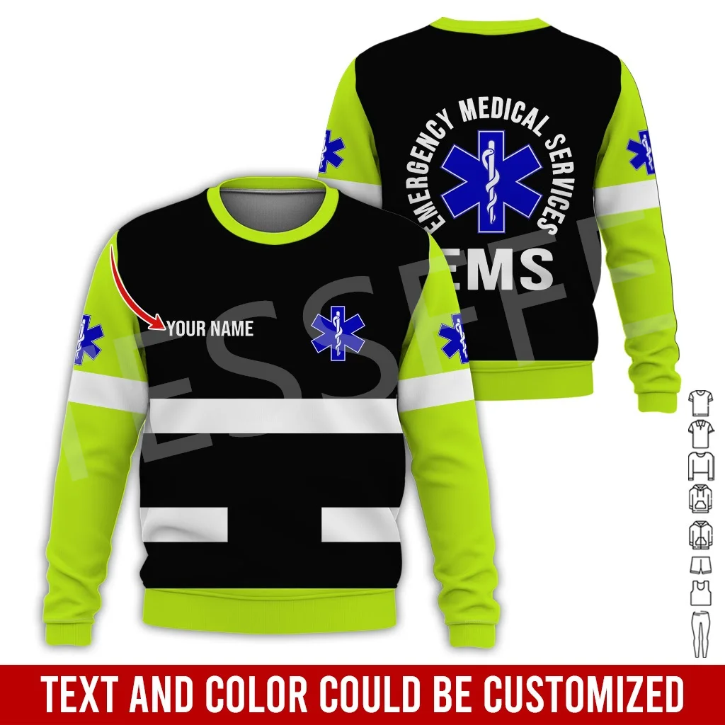 NewFashion Custom Name Cosplay EMS Paramedic EMT Worker Retro Funny Tracksuit 3DPrint Harajuku Casual Pullover Jacket Hoodies X4