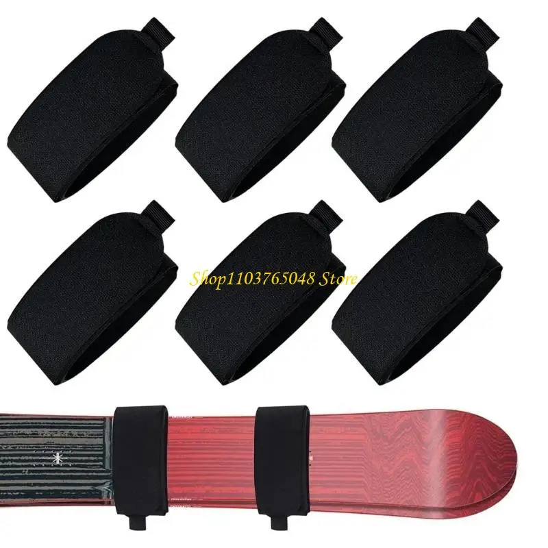 R53E 6pcs حزام التزلج على التزلج على التزلج على التزلج علاقات التزلج على شريط تخزين شريط تخزين مع وسادة واقية سهلة الاستخدام