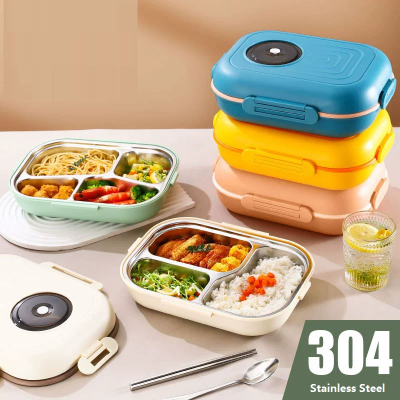 

304 Stainless Steel Insulated Lunch Box Office Workers Sealed Portable Lunch Box Students Kids Commercial Bento Box Set
