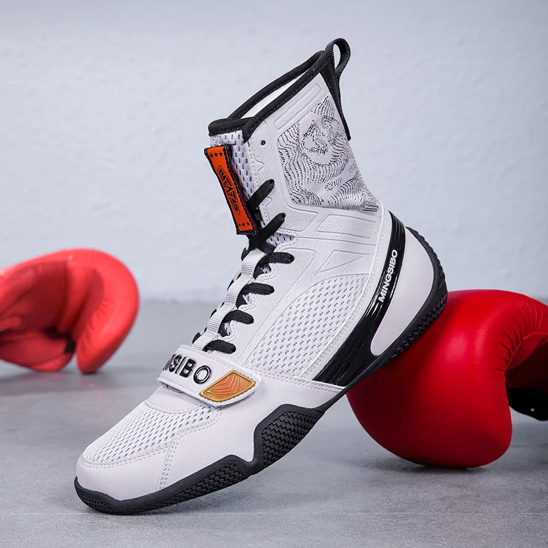 

Боксерские кроссовки MINGSIBO High Tube для взрослых и детей, ультралегкие, дышащие, сетчатые, для соревнований, спортивные ботинки для единоборств