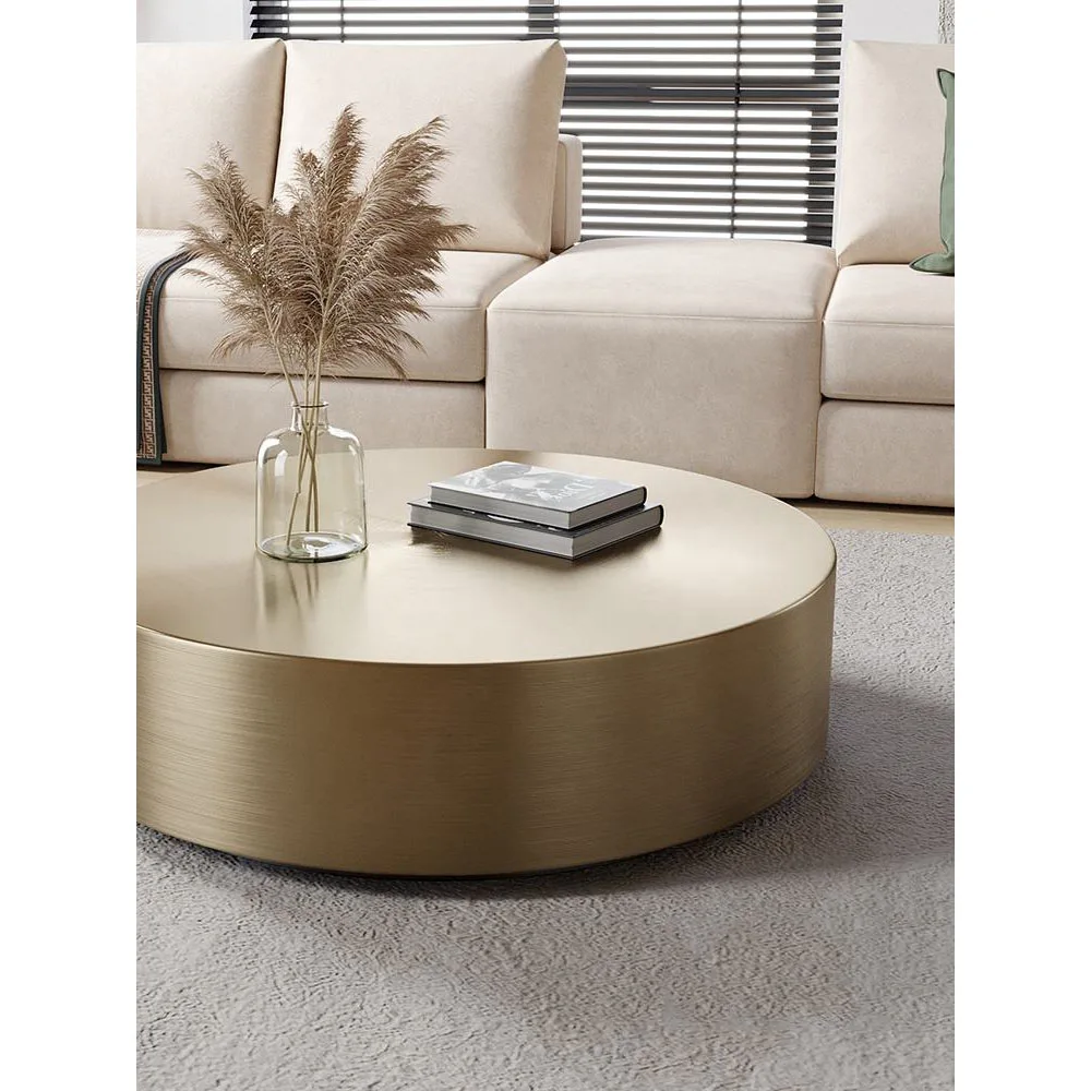 Simple Style Golden Coffee Table Living Room Round Tea Tables High Gloss Stainless Steel Center Tables Guarantee Quality Durable