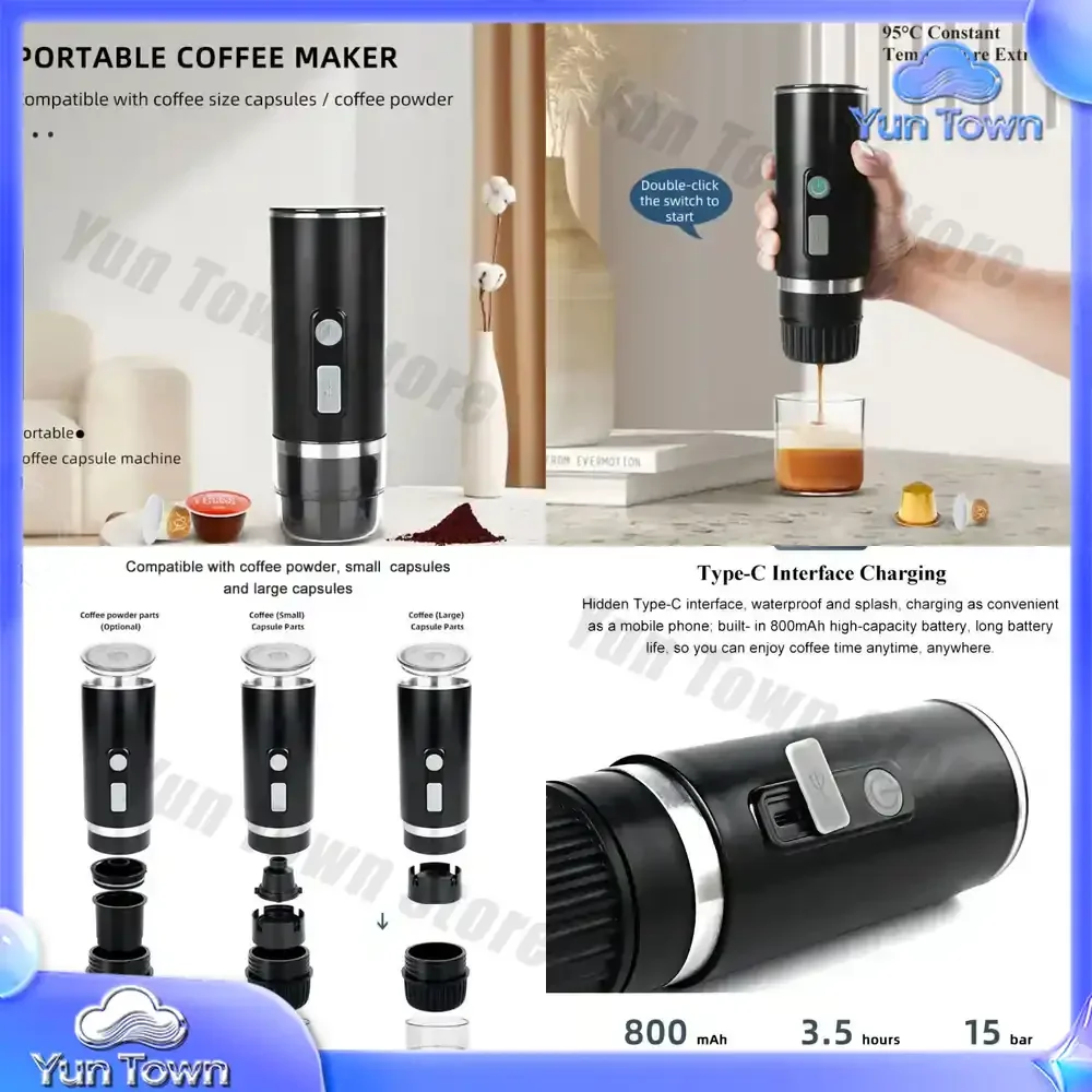 Multi-purpose Portable Capsule Coffee Machine Italian High-pressure Wireless Electric Accompanying Coffee Pot Outdoor Heated