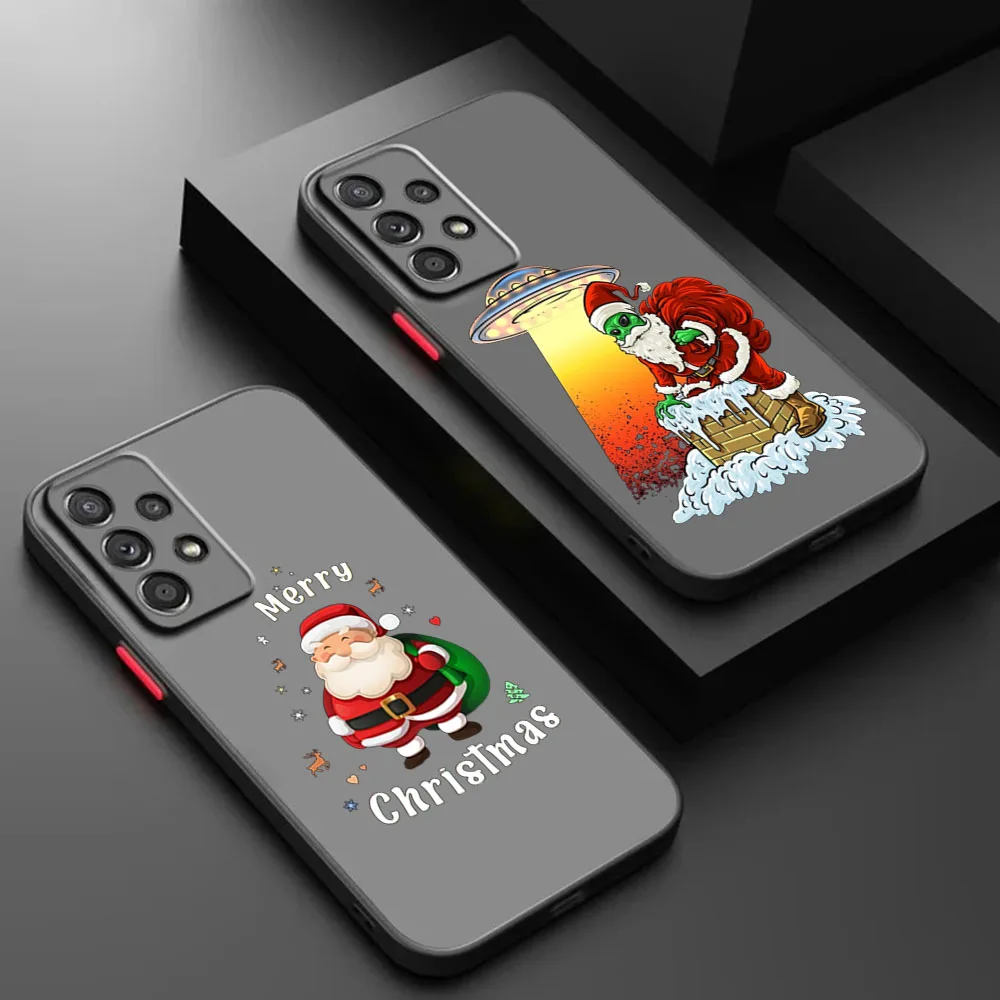 

Чехол для телефона Samsung A16 S25Ultra S24 S10 S20 S21 S22 S23fe Note20 С Рождеством Санта-Клаус матовый матовый полупрозрачный чехол