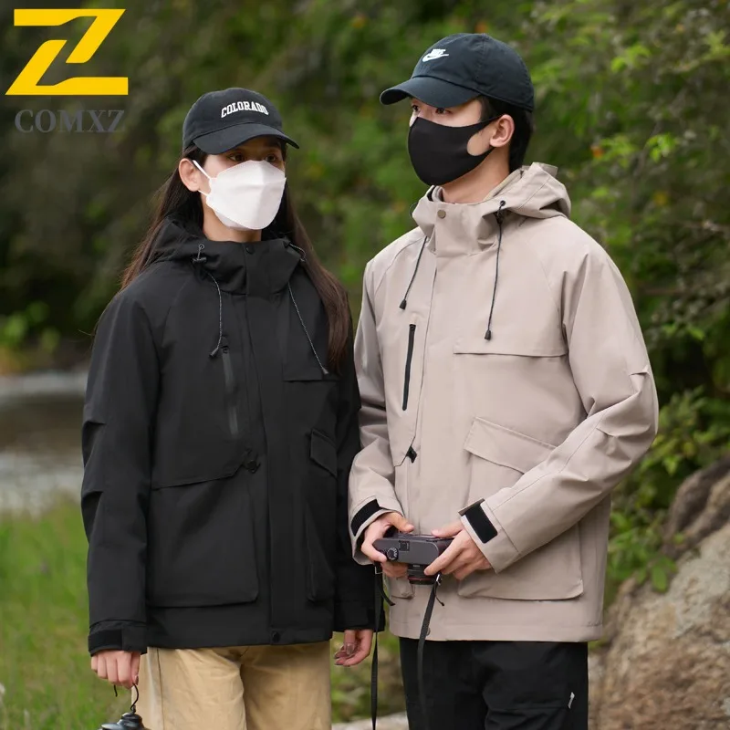 سترة COMXZ Alpine للرجال سميكة للتزلج في الهواء الطلق مقاومة للرياح سترة دافئة بتصميم بسيط بقلنسوة ملابس خريفية مريحة #1
