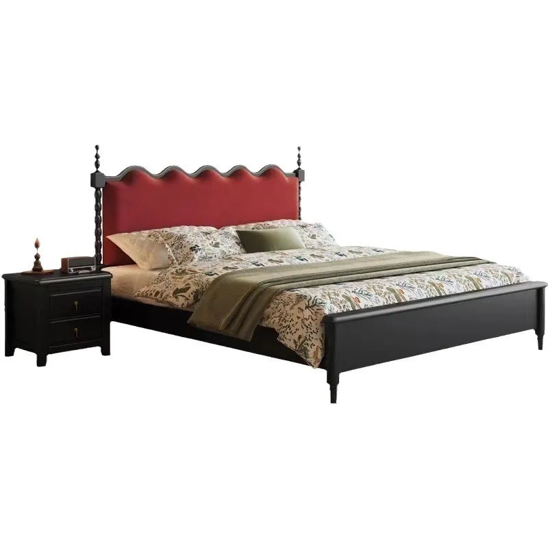 Classic American, medieval, French retro, soft bag solid wood bed