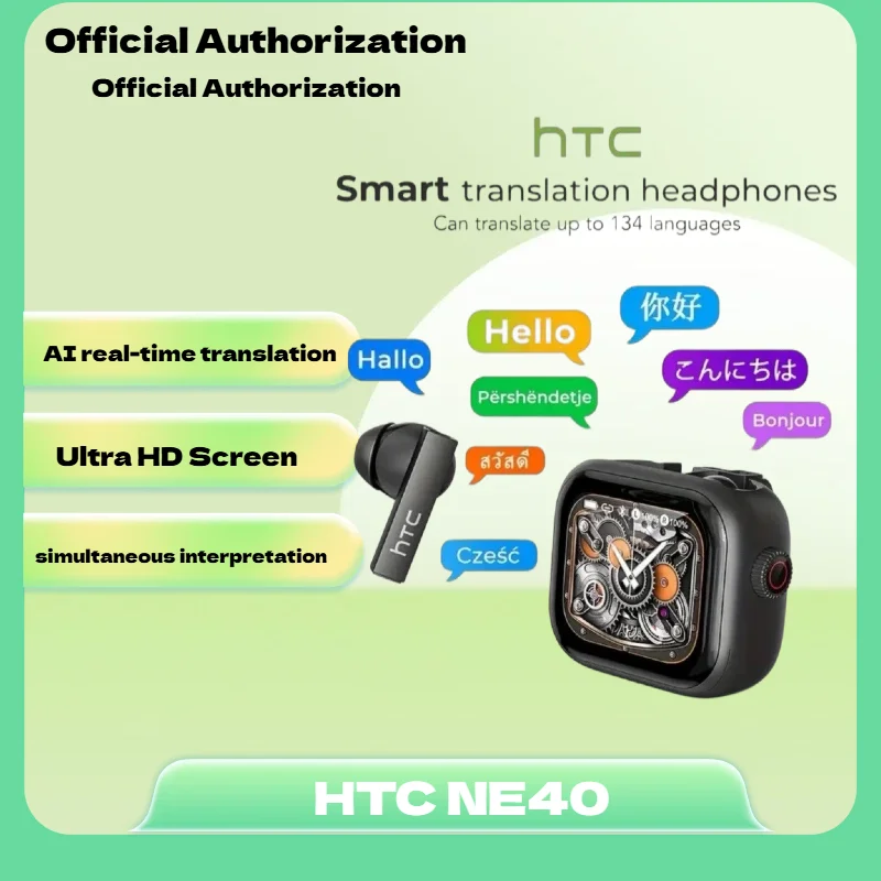 

HTC NE40 Ultra HD Screen Bluetooth 6.0| Black | Wireless Earphones| Real-Time Translation AI Translator Earbud In-Ear Mic