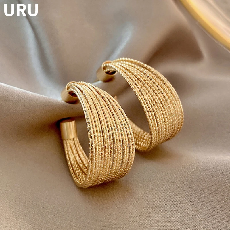 

Modern Jewelry European and American Design Metal Hoop Earrings For Women 2023 Trend New Exaggerative Ear Accessories Hot Sale