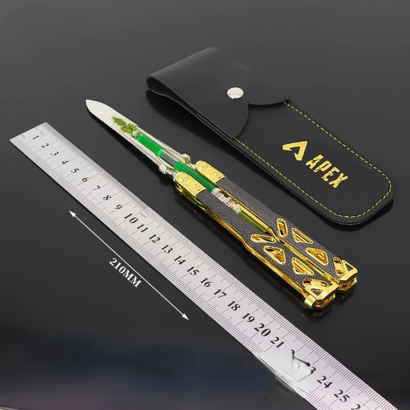 Apex Game Peripheral Power Kid Heirloom Butterfly Knife with Leather Cover Liquid Model Metal Ornament 21cm Home Decor