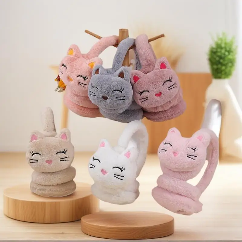 Korean Version Autumn And Winter Plush Warm Earmuffs, Plush Cute Cartoon Cat Earmuffs Protect Ears From Cold