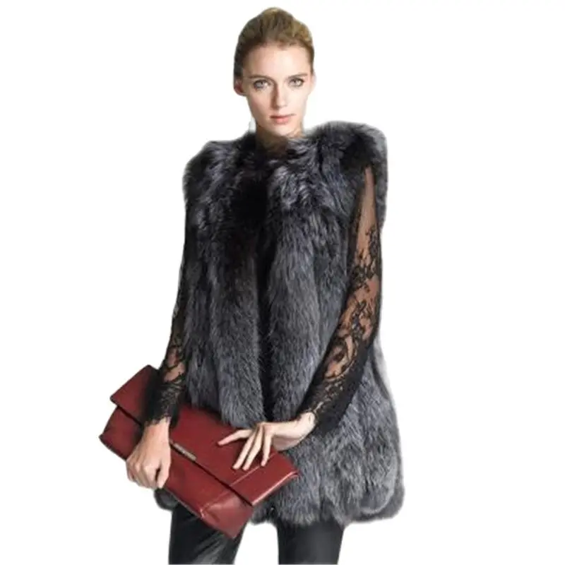 Woman Hot Sale Imitation Fur Vest Coat Faux Fox Warm Female Thick Coat Vests Winter Furs Female Thick Coats Jacket Gilet Veste